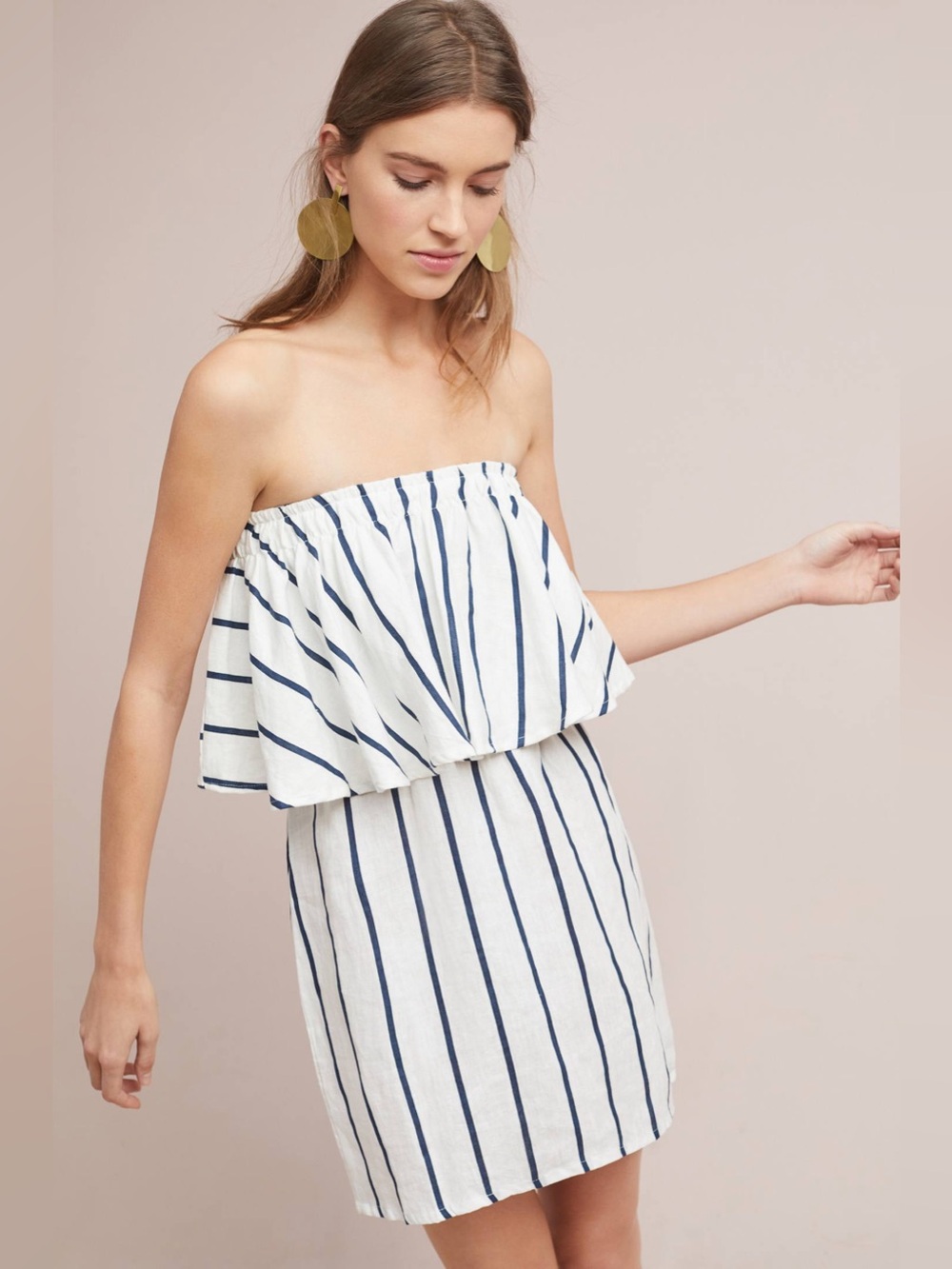 Faithfull Anthropologie Striped Linen Dress Small
